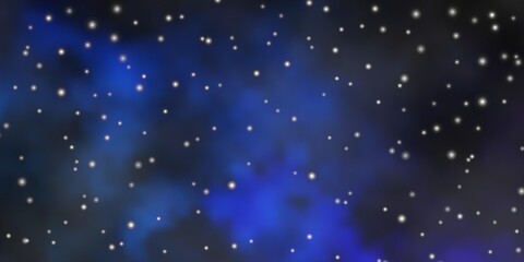 Fototapeta premium Dark BLUE vector background with small and big stars. Decorative illustration with stars on abstract template. Pattern for wrapping gifts.
