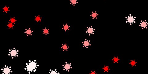 Fototapeta na wymiar Dark red vector backdrop with virus symbols.