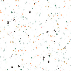 Vector terrazzo seamless pattern. Abstract textured background done from real broken small tile chips. Modern stone color pastel marble wallpaper for print and web.