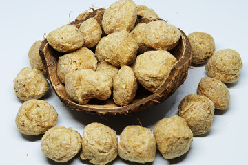 Raw Soya Chunks Isolated on White Background