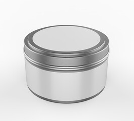 Blank Travel Tin Candle For Branding And Mock up, 3d render illustration.