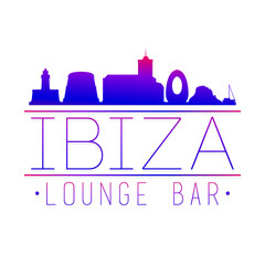 Ibiza Design Skyline Lounge Bar Gradient Logotype Pub.