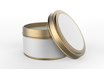 Blank Travel Tin Candle For Branding And Mock up, 3d render illustration.