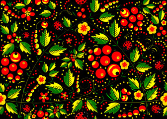 Pattern in the Russian tradition of Khokhloma painting.