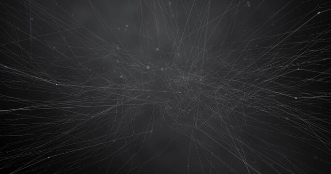 Animation of abstract space. Background with connected lines, dots. The concept of science, business, space, matrix	
