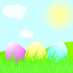 Easter greeting card with egg and ribbon