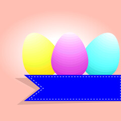 Easter greeting card with egg and ribbon