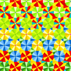 Bright colorful background. Top views umbrellas for background design.