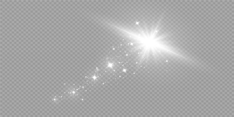 Glow light effect. Vector illustration. Christmas flash. dust