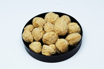 Raw Soya Chunks Isolated on White Background