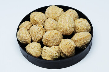 Raw Soya Chunks Isolated on White Background