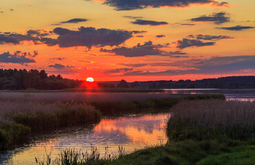 Beautiful sunset in Ukraine. Kiev region. 04.06.2016