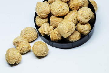 Raw Soya Chunks Isolated on White Background
