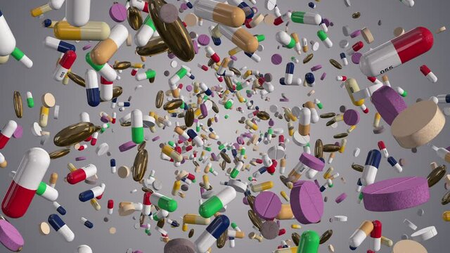 Flying through Assorted Colorful Pills with Alpha