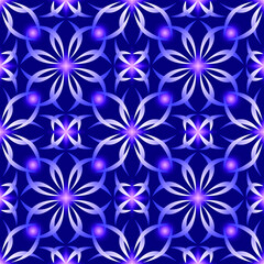 Seamless endless repeating multicolored bright ornament of different colors on combined background