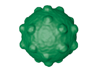 Coronavirus cells or bacteria molecule. Virus Covid-19. Virus isolated on white. Bacteria, cell infected organism. 3d Rendering
