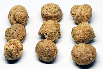 Raw Soya Chunks Isolated on White Background