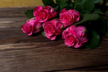 red roses on the table.