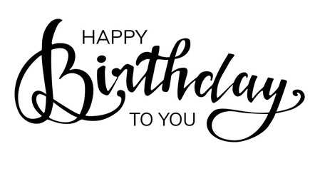Lettering of Happy Birthday. Typography design. Greeting card. Vector illustration.