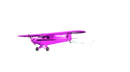 Flying airplane and banner on blue sky. 3D illustration