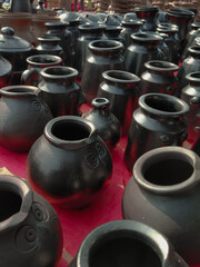 Black pottery, pots and vases and vessels of Uttar Pradesh, India