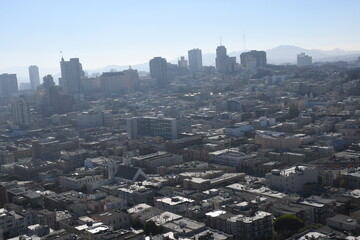 Beautiful aerial view of the San Francisco, USA. View of the Downtown, San Francisco bay and long steep streets.