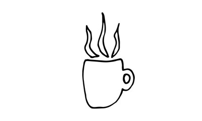 Vector illustration of tea or coffee cup. Hand drawn drawing of morning energizing drink. Template for poster, banner or print