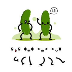 Cute Cucumber Character with cute face asset