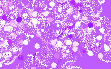 Light Purple vector doodle background with flowers, roses.