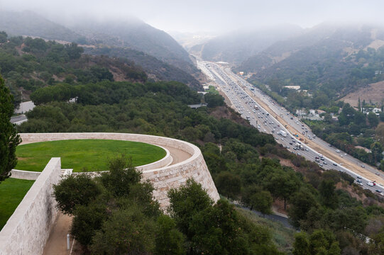 LOS ANGELES, CALIFORNIA - October 20, 2012: View Of 405 Freeway Below  The Getty Centre In Los Angeles ,California 