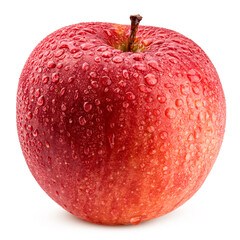 Red apple with water drops isolated on white background, clipping path, full depth of field