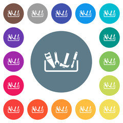 Obraz premium Toolbox flat white icons on round color backgrounds