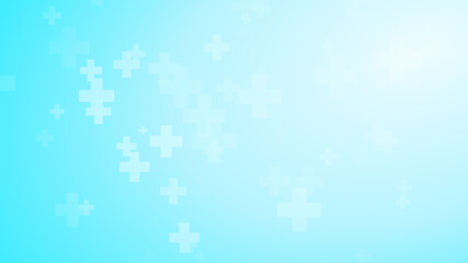 Medical health blue cross pattern background. Abstract healthcare technology and science concept.