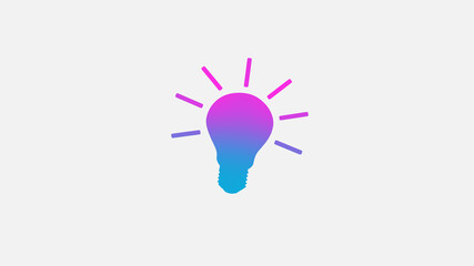 Amazing cyan and pink light bulb icon on white background,idea icons