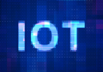 Internet of things (IOT) on the  screen on monitor computer technology with blue background. Abstract digital future design concept. 