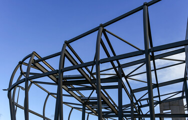 Steel girders forming the framework for a new building 