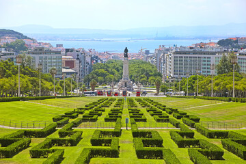 Eduardo VII Park which is a public park in Lisbon, Portugal. In the background you can see the ...