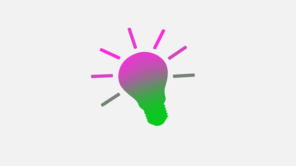 New green and pink color light bulb icon on white background,idea icon