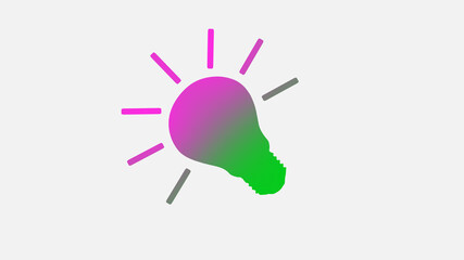 New green and pink color light bulb icon on white background,idea icon