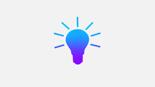 Amazing Aqua Purple Idea Bulb Icon,Light Bulb Icon On White Background