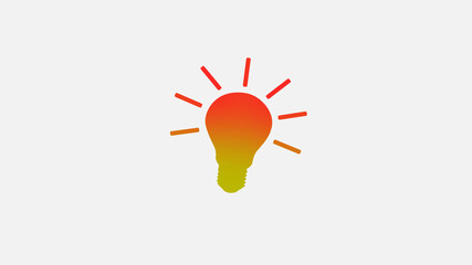 Amazing red and yellow color bulb icon on white background