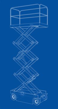 Scissor Lift Concept Outline. Vector