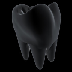 Tooth. 3d illustration. On a black background.
