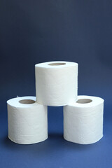 toilet papers on a blue background.