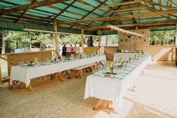 wedding decor, decoration for newlyweds, holiday decoration with flowers, holiday table, photo zone, Banquet hall, celebration, boho style