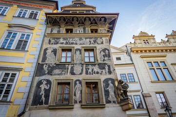 Fototapeta premium Facade Old house in Old Town Square. Prague 