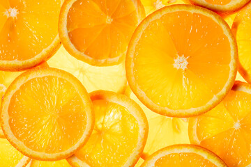 Orange slices background. Citrus fruit. Healthy food concept
