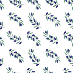 Seamless pattern of olive branches. Background from olives.