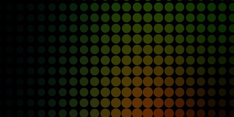 Dark Green, Red vector pattern with spheres. Illustration with set of shining colorful abstract spheres. Design for posters, banners.