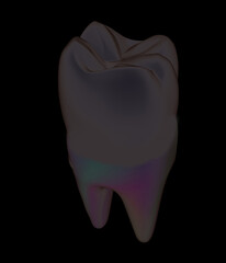 Tooth. 3d illustration. On a black background.